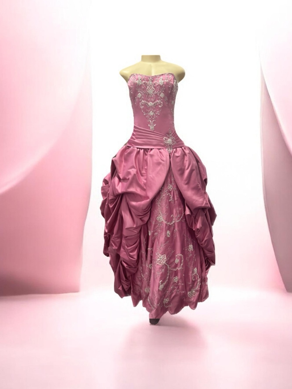 NWT Strapless Pink Embellished Quinceañera Prom BallGown - Picture 5 of 5